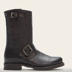 💲OLD   Frye Veronica Midcalf Antique Leather Biker Boots Black Size 7